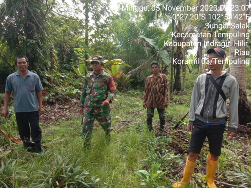 Upaya Terbebas Dari Kebakaran Lahan Dan Hutan, Babinsa 03/Tpl Bersama Warga Desa Bahu Membahu Lakukan Patroli Karlahut Di Desa