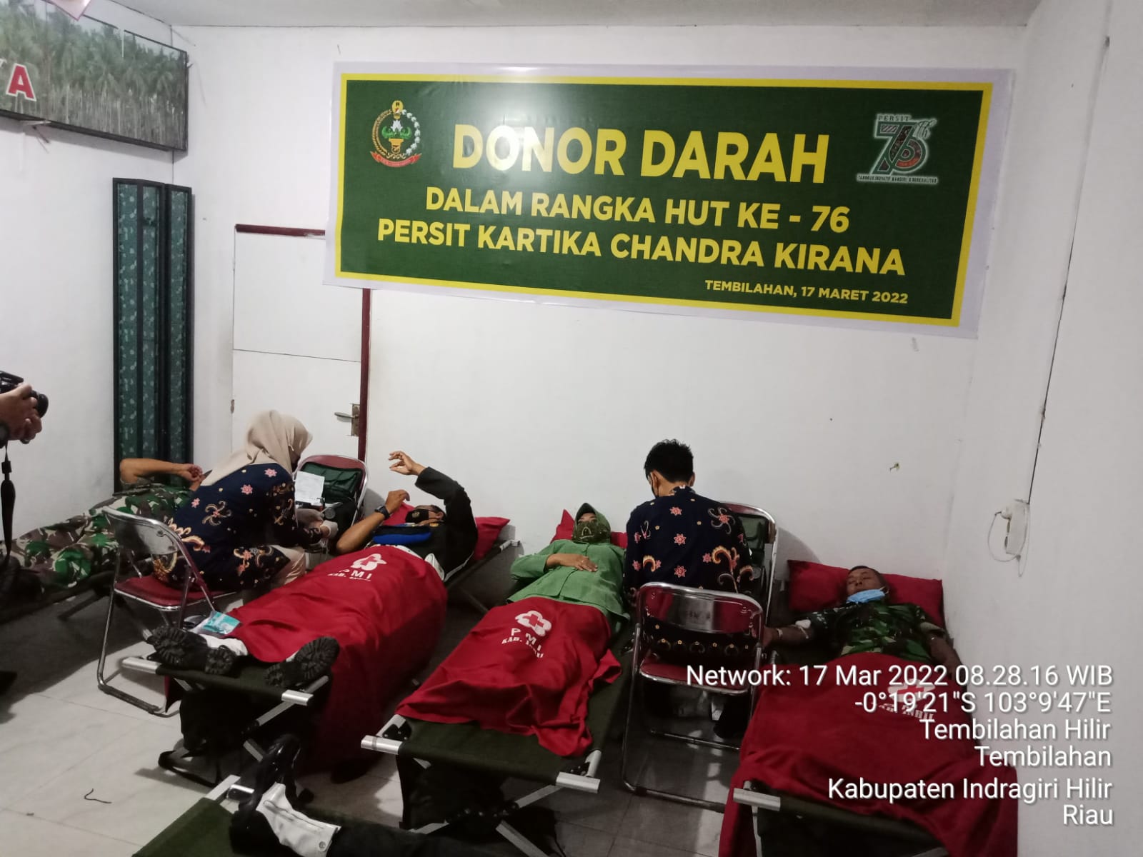 Peringati HUT Persit Ke-76, Koramil 03/Tempuling Ikuti Berpartisipasi Dalam Kegiatan Donor Darah