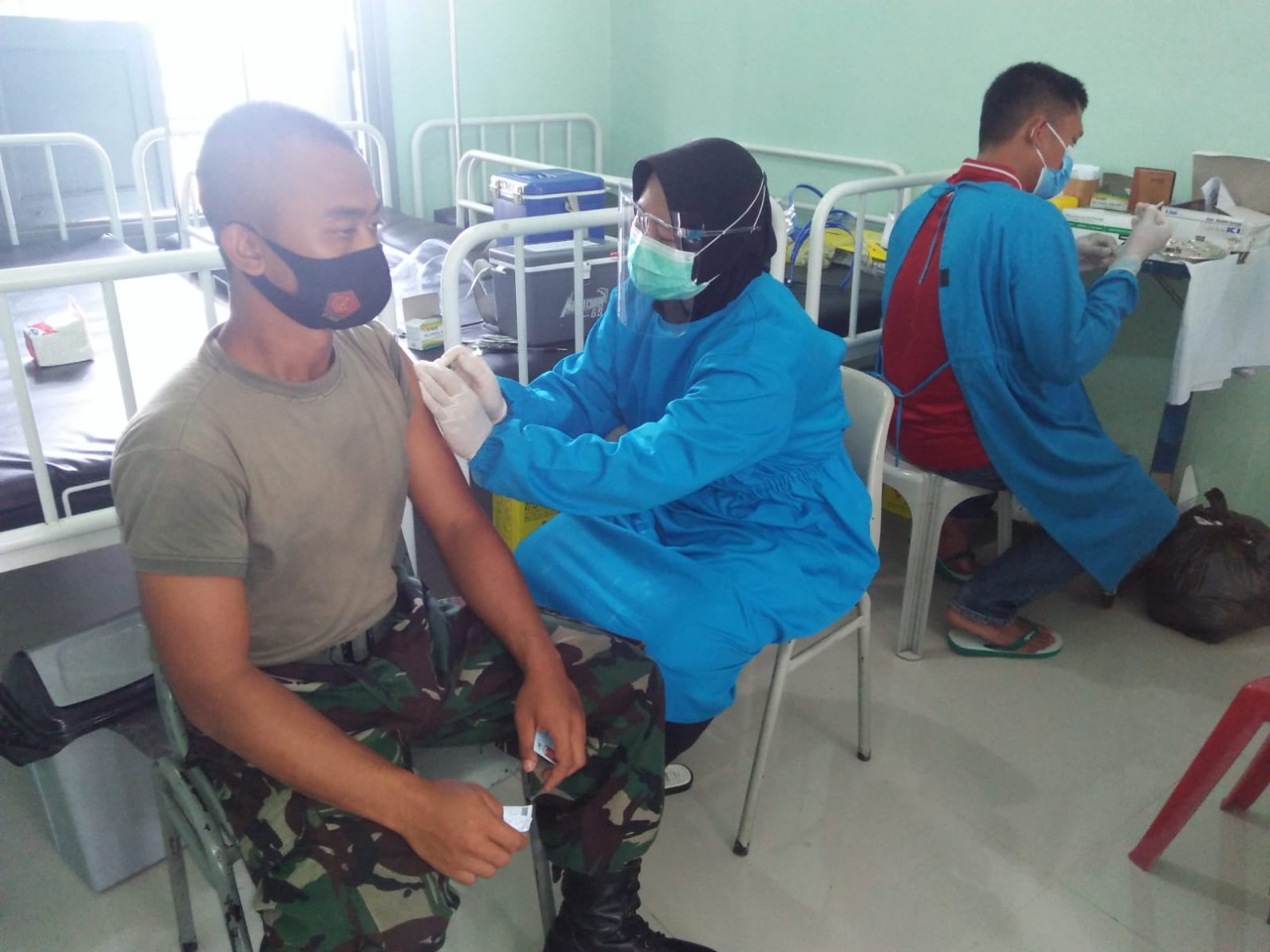 Hari Kedua TNI AL Servak Covid-19 Sasar ke Siswa Dikmata PK Satdik-1 Kodiklatal Tanjunguban