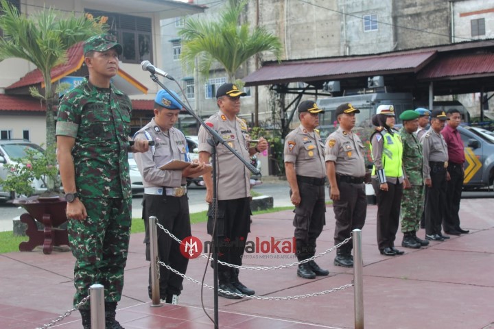 TNI-Polri Laksanakan Apel Gabungan Kesiapsiagaan 'Bentengi' Nataru, Ini Amanat Dandim 0314/Inhil