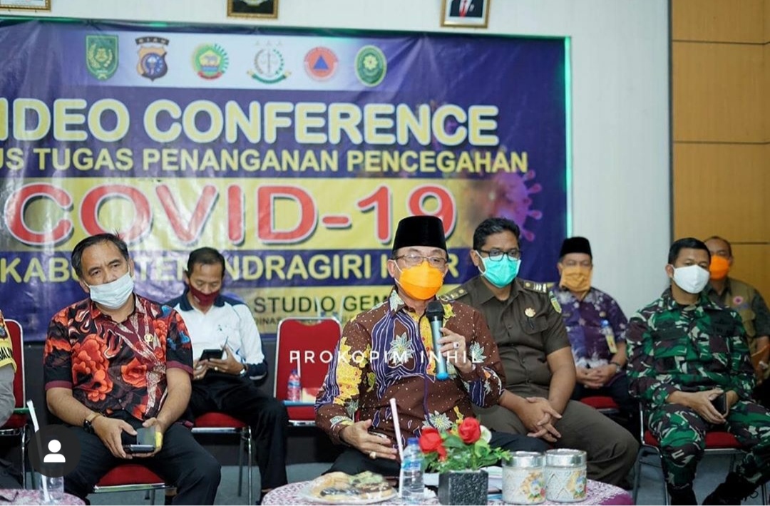 Vidcon bersama Gubri, Bupati HM Wardan Sampaikan Situasi di Inhil Kondusif 