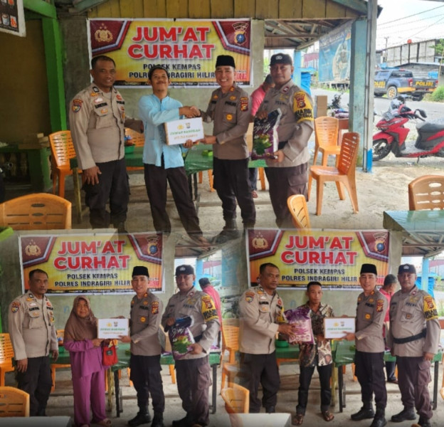 Polsek Kempas Gelar Jumat Curhat dan Pemberian Sembako, Sambil Ngopi Bareng