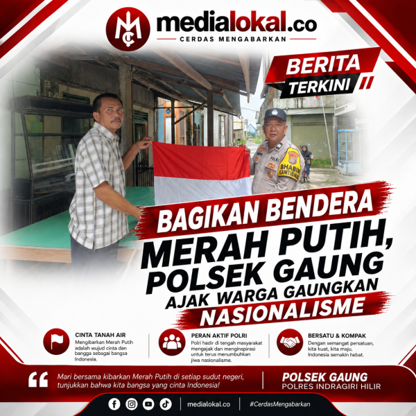 Sambutan Hangat Warga, Aksi Bagi Bendera Polsek Gaung Jadi Simbol Cinta NKRI