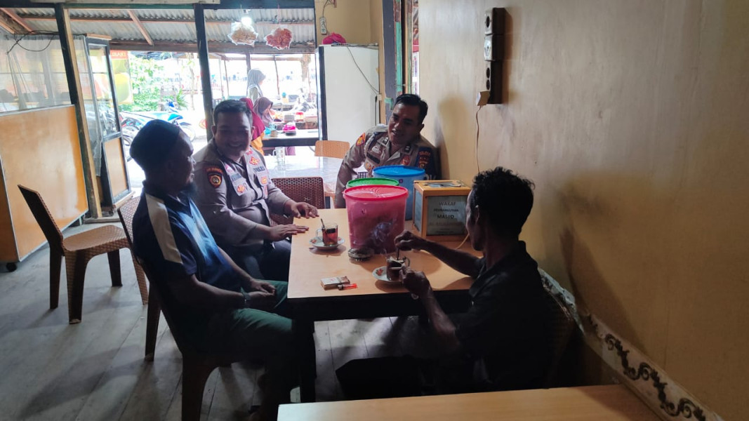 Ciptakan Situasi Kamtibmas, Personil Polsek Gaung Sambangi Masyarakat Terkait Sosialisasi Pemilu Tahun 2024