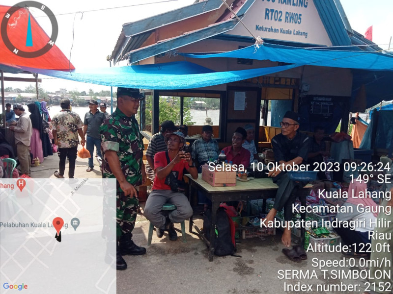 Koramil 05/Gas Serma Tota Simbolon Pantau Situasi Pasar Tradisional