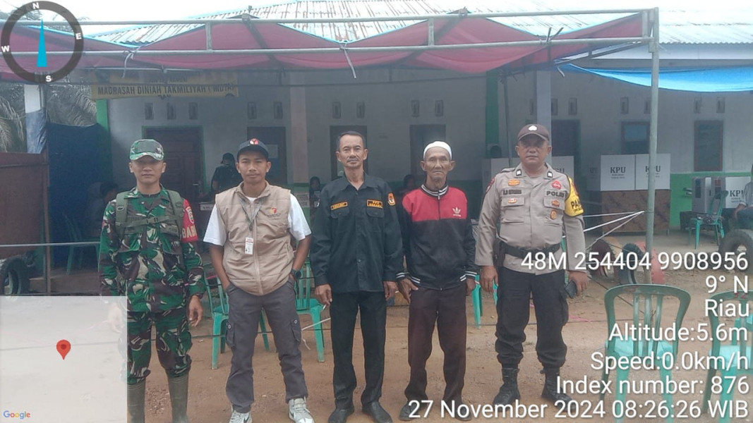 Personil Koramil 09/Kemuning Lakukan Pengamanan dan Pengawasan Terhadap Pilkada Serentak 2024