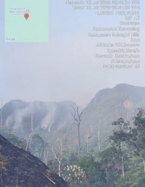 BPBD Inhil Kerahkan Personil Padamkan Karhutla di Bukit Condong