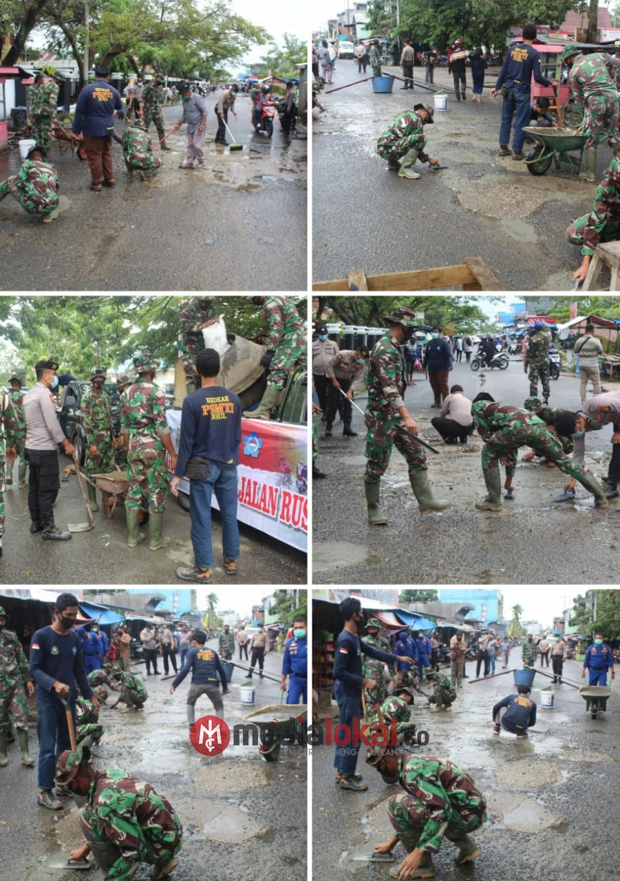 Rusak dan Berlubang, Dua Jalan di Tembilahan ini Diperbaiki 