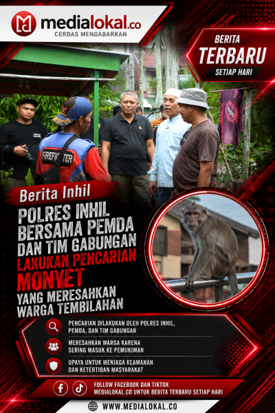 Polres Inhil Bersama Pemda dan Tim Gabungan Lakukan Pencarian Monyet yang Resahkan Warga Tembilahan