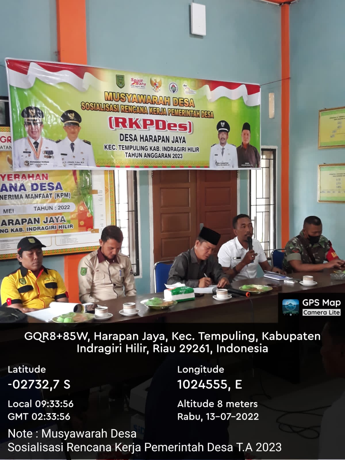 Babinsa 03/Tempuling Hadiri Acara Musnyawarah RKPDes Tahun Anggaran 2023 Desa Harapan Jaya