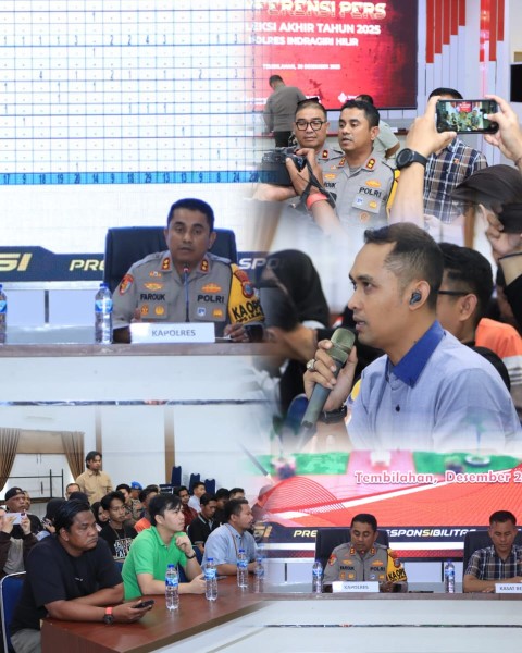 Polres Indragiri Hilir Konferensi Pers Akhir Tahun 2025, Himbau Masyarakat Rayakan Tahun Baru Tanpa Euforia Berlebihan