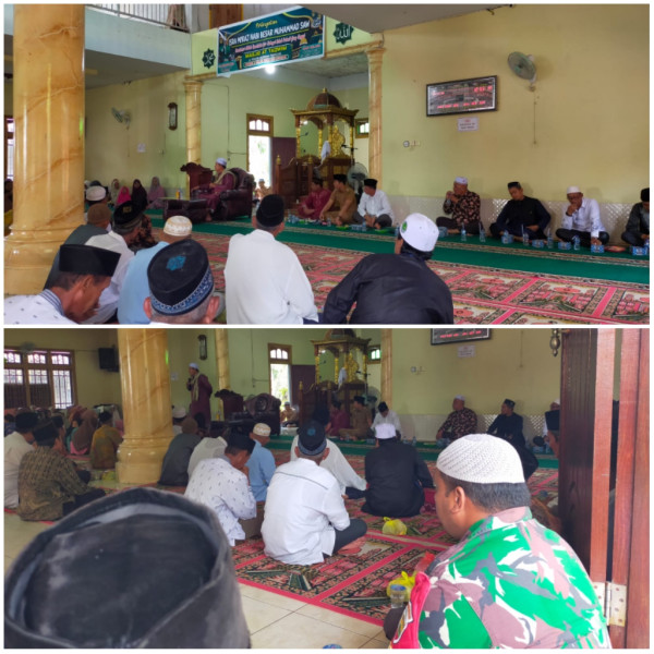 Babinsa Koramil 03/Tpl Serda Surianto Hadiri Peringatan Isra Mi’raj 1445 H Di Masjid At-Taqwim