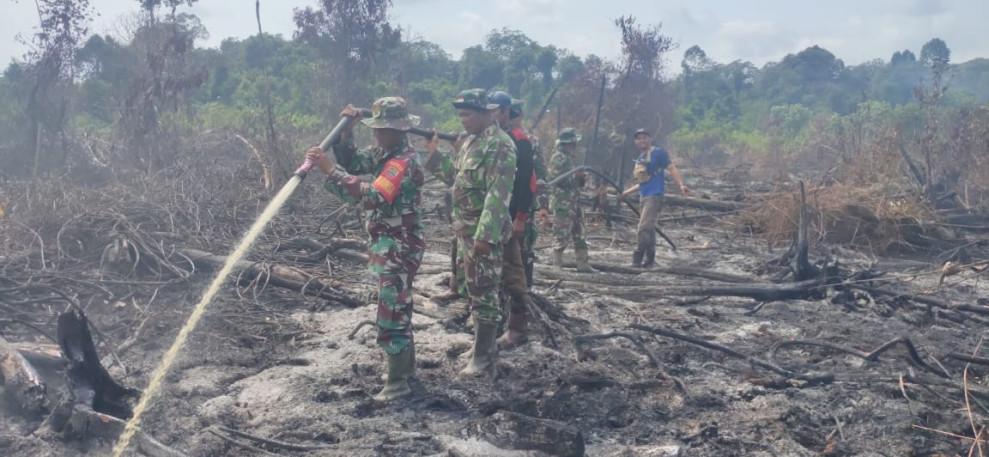 Babinsa Koramil 03/Tpl Bersama Stakeholder Terkait Padamkan Karhutla