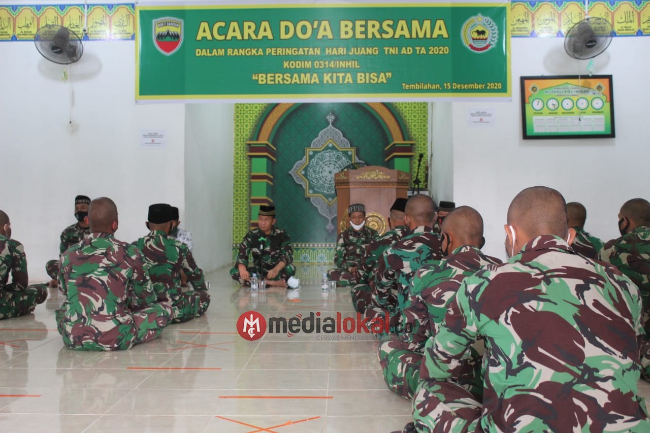 Peringatan Hari Juang TNI-AD, Dandim 0314/Inhil Pimpin Doa Bersama Secara Sederhana