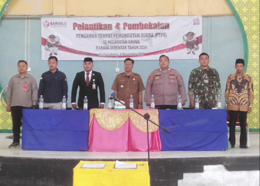 Babinsa Koramil 05/Gas Hadiri Pelantikan dan Pembekalan Pengawas TPS Pilkada Serentak 2024