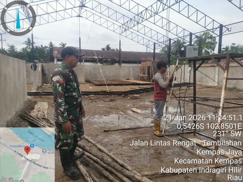 BANGUNAN KOPERASI MERAH PUTIH KEMPAS JAYA BERLANJUT, BEBERAPA PEKERJAAN SUDAH MENCAPAI TARGET 100