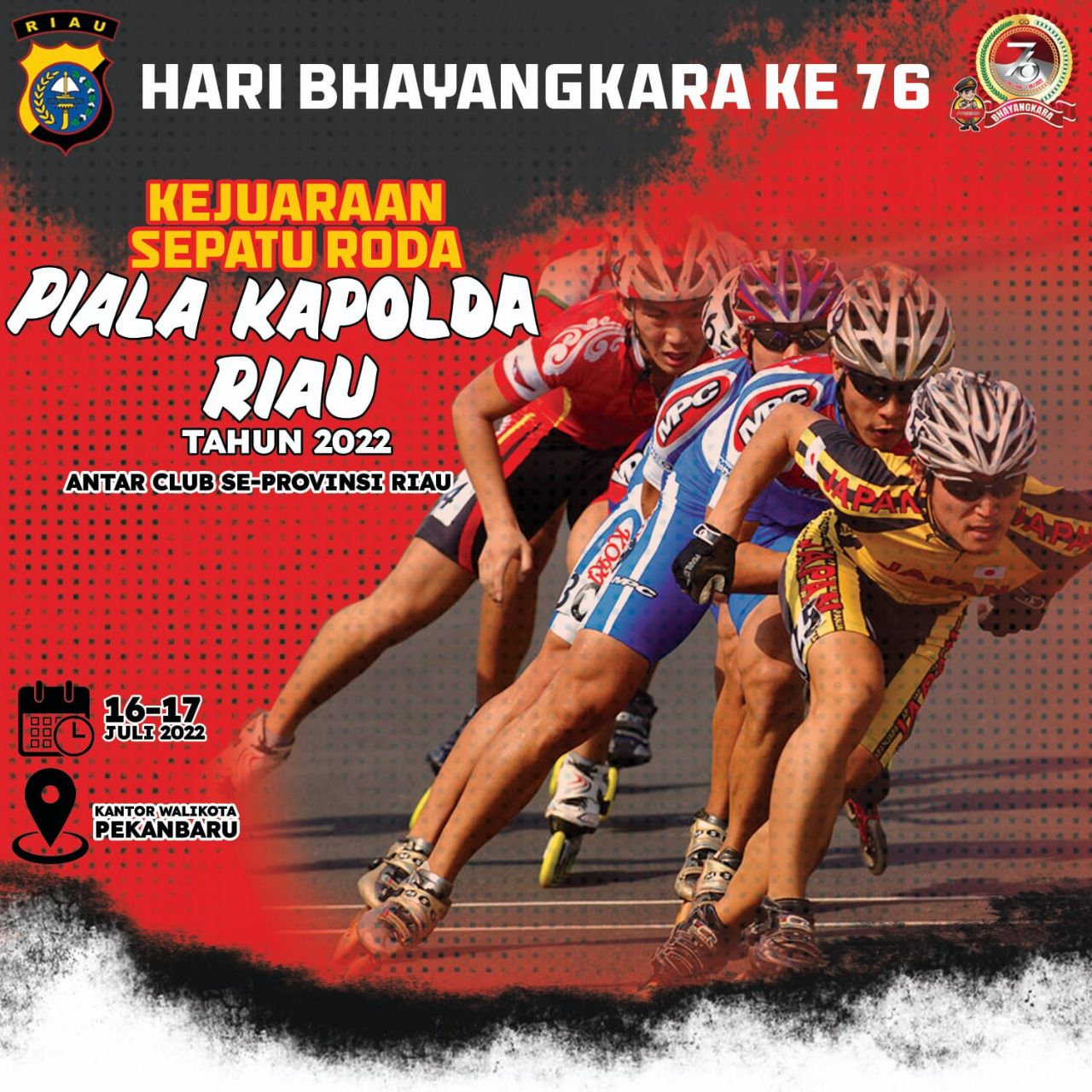 Semarak Hari Bhayangkara Kejuaraan Sepatu Roda Kapolda Riau Berhadiah Emas, Memperebutkan Piala Kapolda Riau