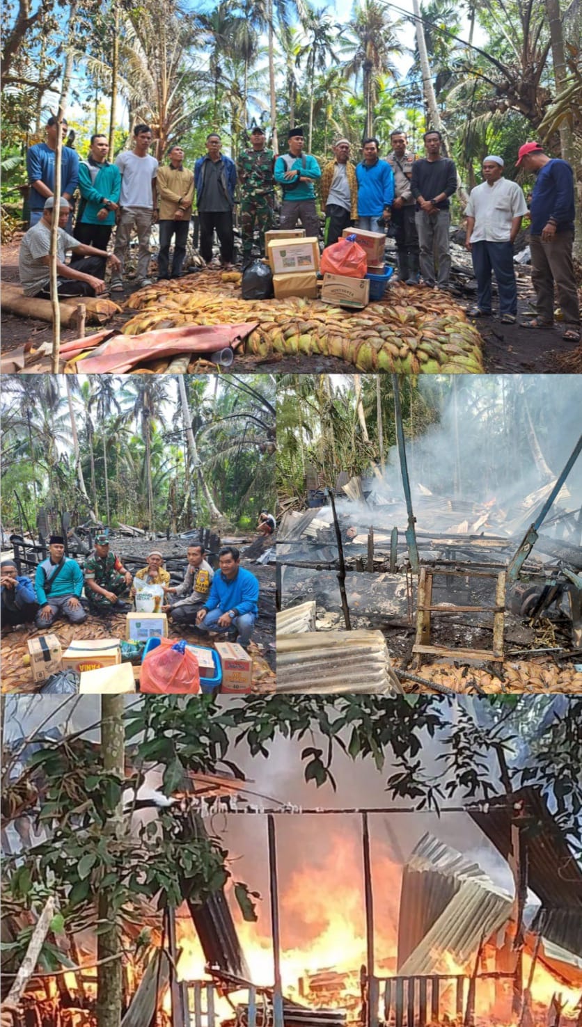 Ringankan Korban Kebakaran, Pemdes Desa Rambaian Berikan Bantuan Sembako Dan Uang Tunai