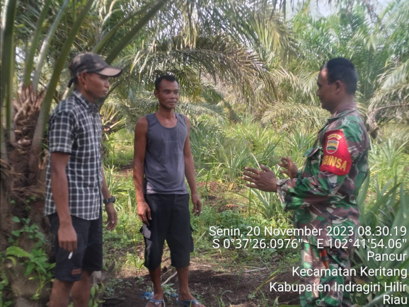 Babinsa Koramil 09/Kemuning Ajak Masyarakat Untuk Menjaga Lahan dan Hutan Bersama-sama