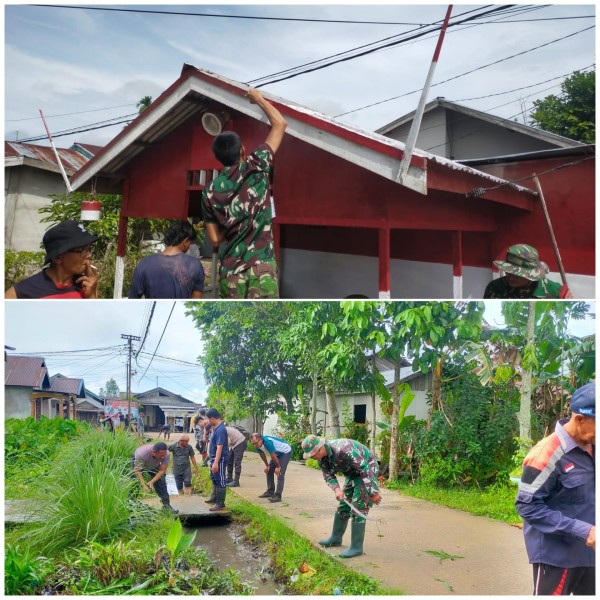 Babinsa Koramil 03/Tpl Bersama Masyarakat Benahi Kampung Pancasila