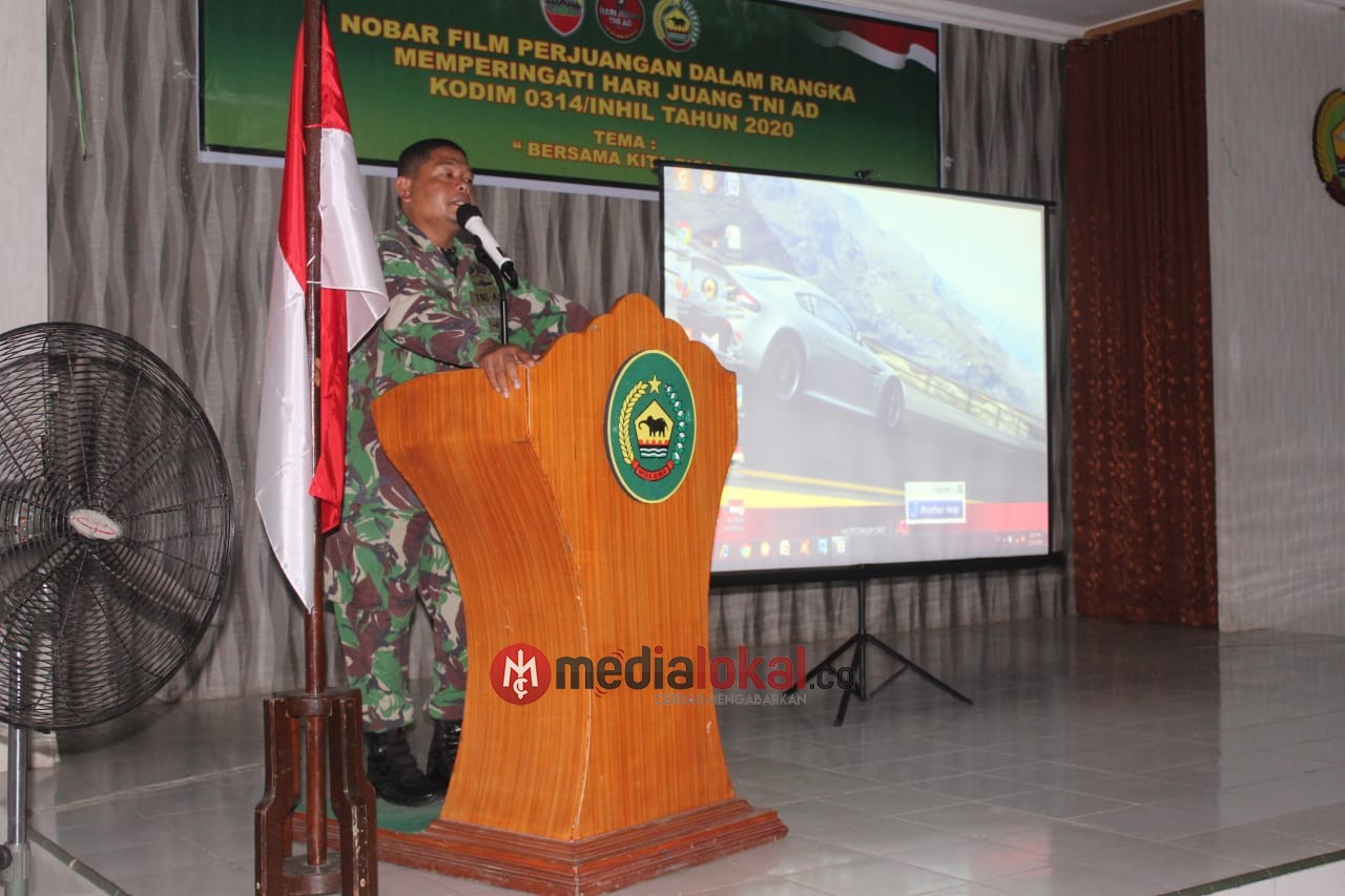 Nobar Film Perjuangan TNI-AD, Berikut Pesan Pasi Ter Kodim 0314/Inhil 