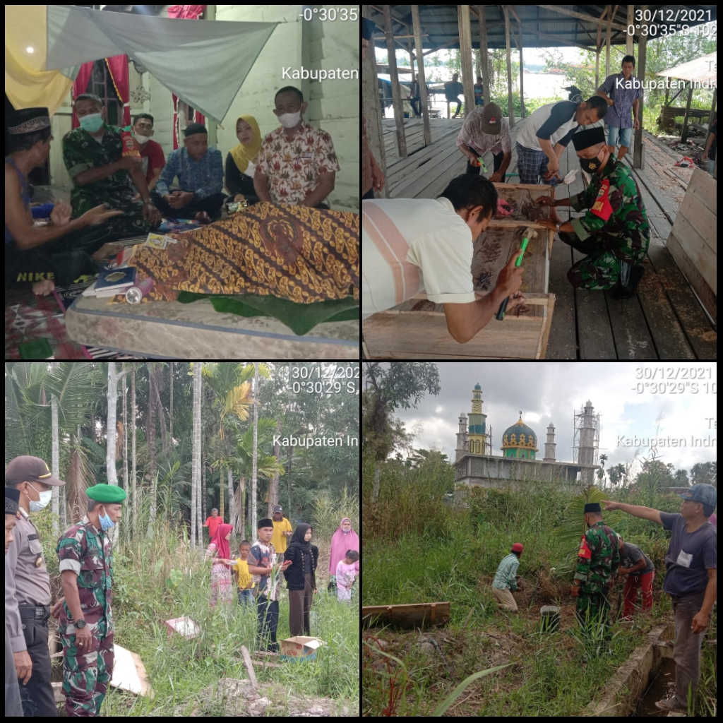 Ikut Berbelasungkawa, Danramil 03/Tempuling Beserta Anggota Melayat Warga Korban Kebakaran Rumah