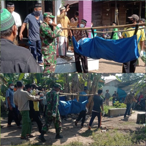Serka Nuryadi Babinsa Koramil 03/Tempuling Bantu Pemakaman Warga Yang Meninggal di Kebun