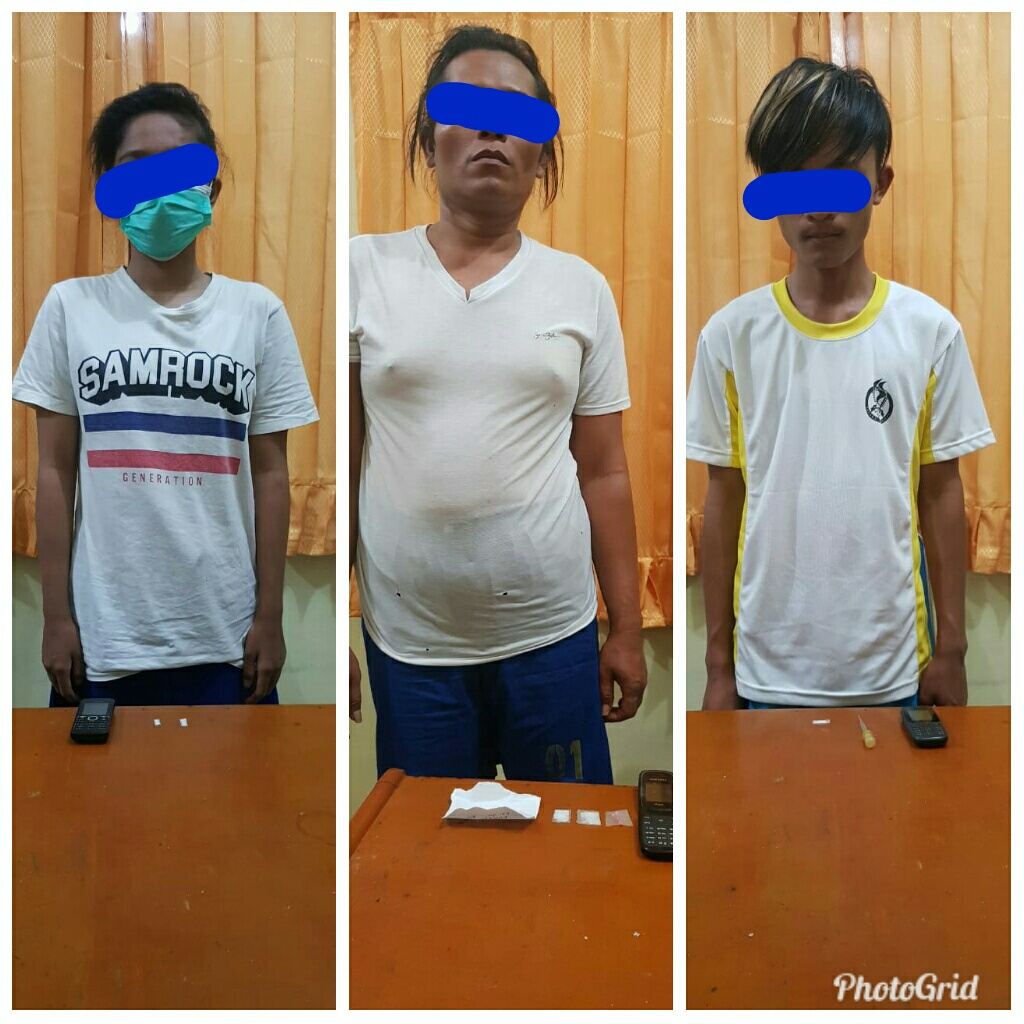 Tiga Pelaku Diduga Pengguna Narkotika di Siak diamankan Reskrim Polsek Bungaraya