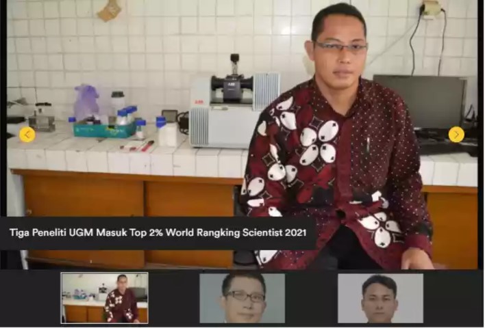 3 Peneliti UGM Masuk Top 2% World Ranking Scientists 2021