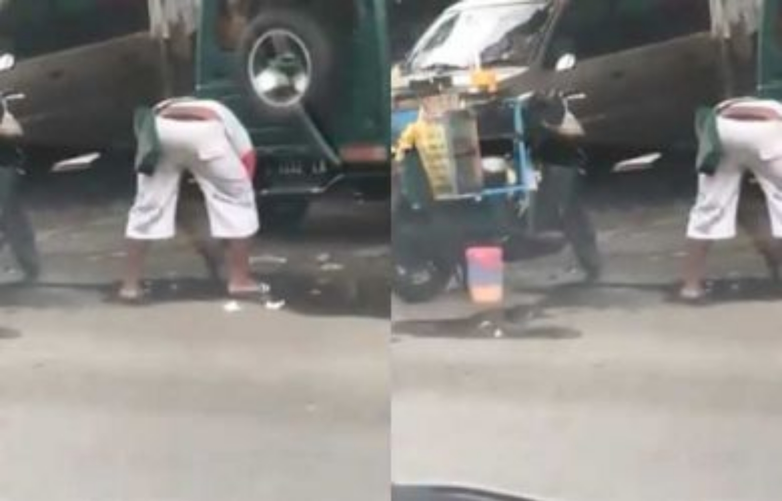 Heboh Video Aksi Pedagang Kaki Lima yang Cuci Wadah Makanan dengan Genangan Air di Jalan, Auto Mual!