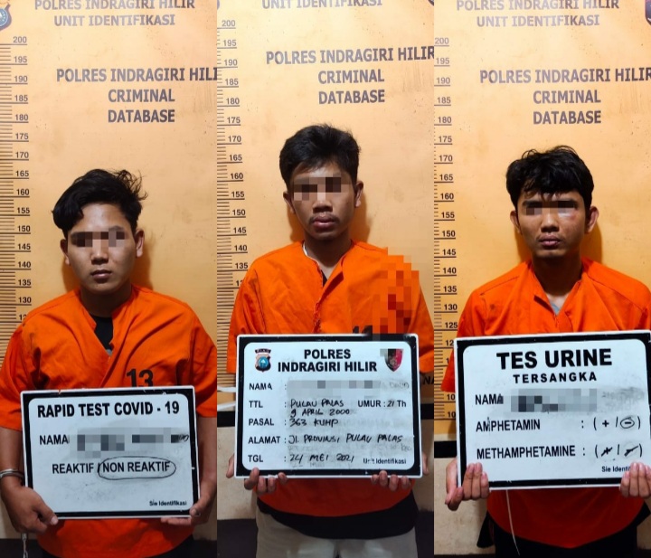 Polisi Tangkap 3 Pemuda Pelaku Pencurian Sepeda Motor di Parkiran Mesjid Tembilahan