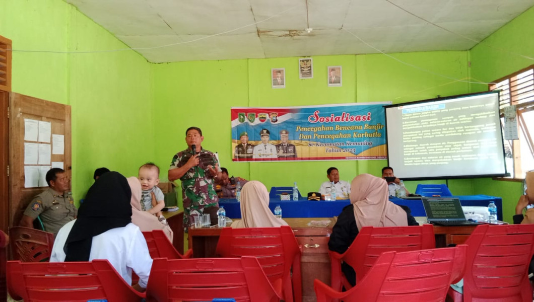 Danramil 09/Kemuning Mensosialisasikan Pencegahan Bencana Banjir dan Pencegahan Karhutla Di Talang Jangkang