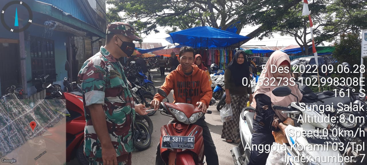 Bati Tuud Koramil 03/Tpl Turun Langsung Laksanakan Patroli Diwilayah Pasar Sungai Salak