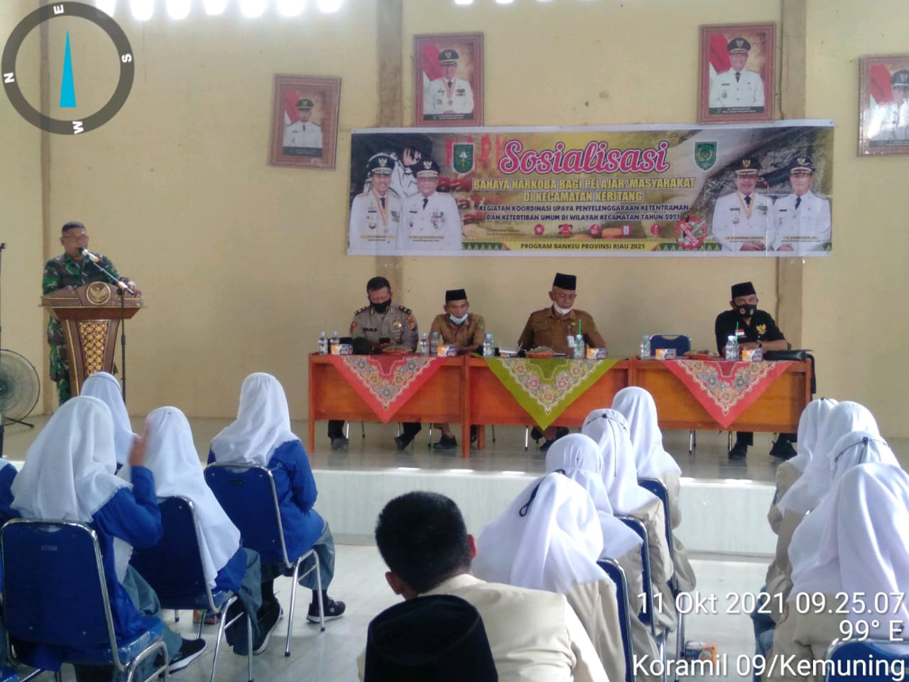 Danramil 09/Kemuning Berikan Materi Wasbang dan Bahaya Narkoba untuk Pelajar se-Kecamatan Keritang