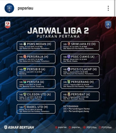 Jadwal PSPS Riau di Liga 2 Indonesia