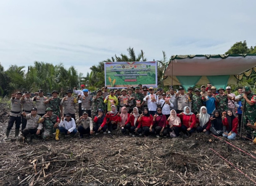 Polsek Batang Tuaka Laksanakan Penanaman Jagung Serentak