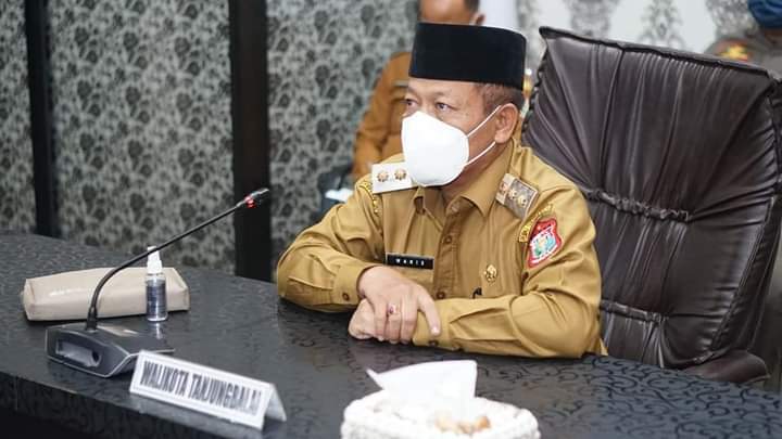 Plt Wali Kota Tanjungbalai Ikuti Rakor Virtual Penanganan Covid-19 Bersama Gubsu