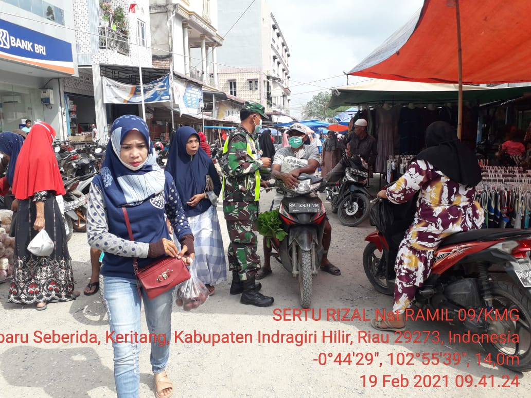 Tegakkan Prokes di Kotabaru Seberida, Ini Pesan Babinsa Koramil 09/Kemuning