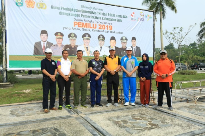 Jalin Sinergitas, TNI-Polri-ASN di Kabupaten Siak Olahraga Bersama
