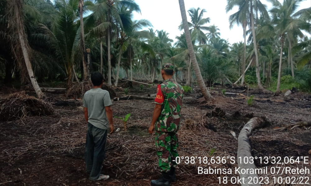 Babinsa Koramil 07/Reteh Turun Lakukan Pemantauan dan Lihat Perkembangan Situasi Binaan