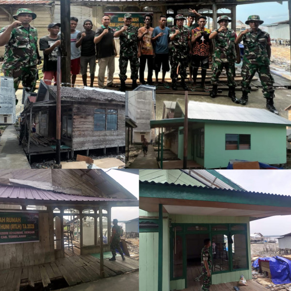 Anggota Koramil 04/Kdr Tahap Penyelesaian Bedah Rumah Warga RTLH Di Desa Perigi Raja