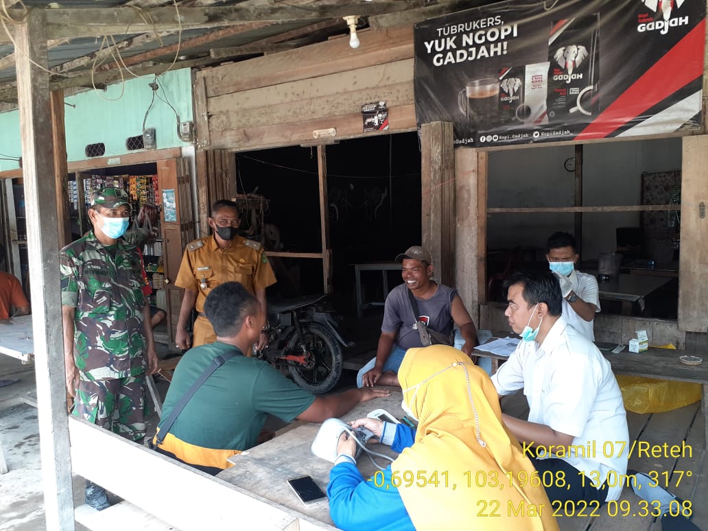 Koramil 07/Reteh Lakukan Sosialisasi Proses Pelaksanaan Vaksinasi Covid-19