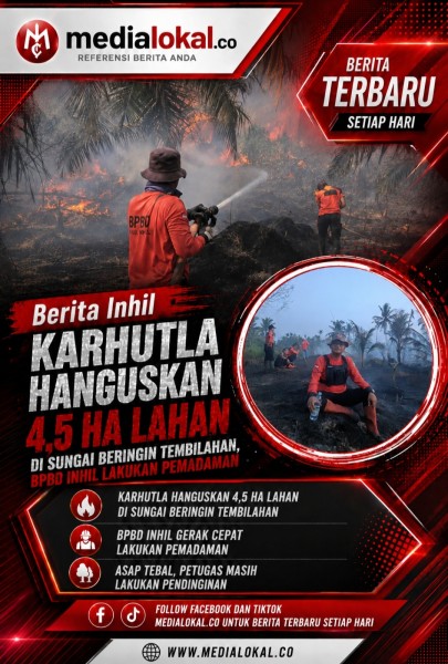 Kebakaran Lahan Gambut di Parit 21 Tembilahan Belum Padam, BPBD Inhil Lanjutkan Penanganan Besok