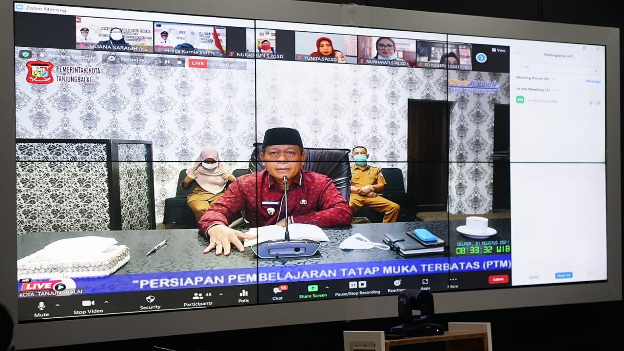 Pemkot Tanjungbalai Rapat Virtual Bersama Kepsek dan Guru