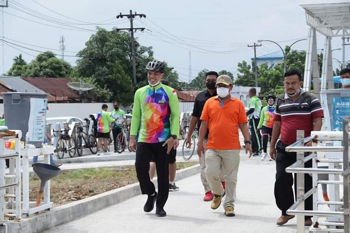 Plt Wali Kota Sambut Rombongan Gowes Sehat Kasdam I/BB di Pelabuhan Teluk Nibung