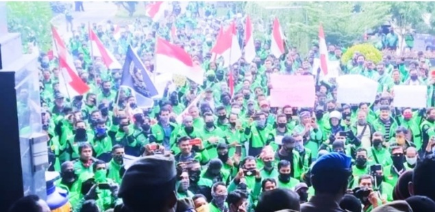Ratusan Pengemudi Gojek Demo di Pekanbaru, Ini Penyebabnya