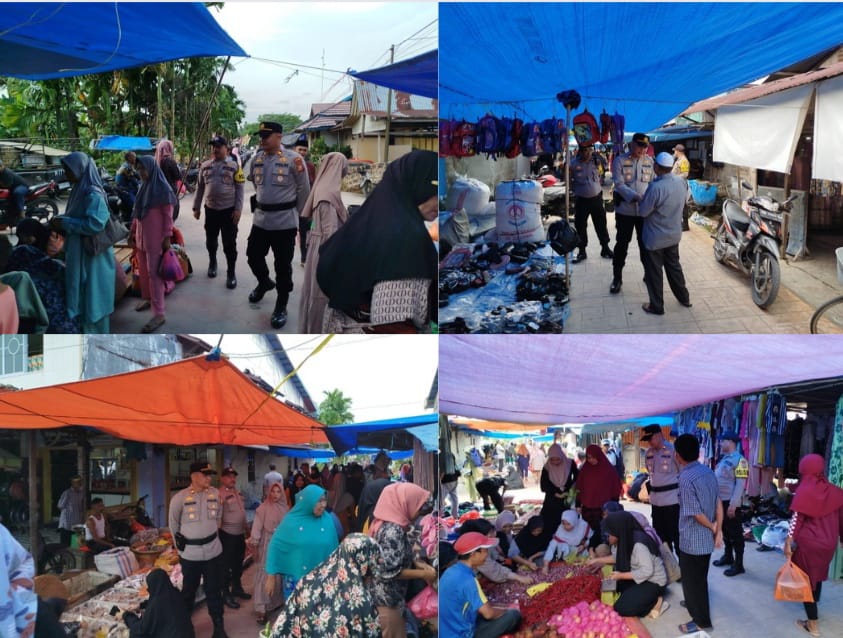 Kapolsek Gaung Anak Serka Dan Jajaran Sambang Hari Pasar Mingguan dan Sampaikan Himbauan Kamtibmas Terhadap Pedagang Maupun Pengunjung