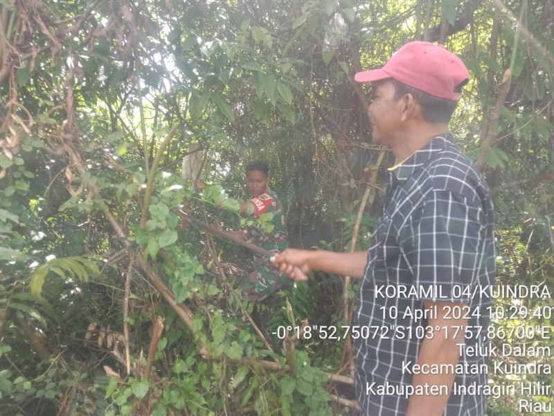 Babinsa Pratu Renaldy Pradina Lakukan Pencegahan Terhadap Karhutla di Binaan