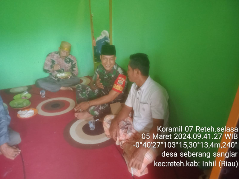 Dalam Menyambut Bulan Ramadhan, Koramil 07/Reteh Ikuti Syukuran Bersama Warga