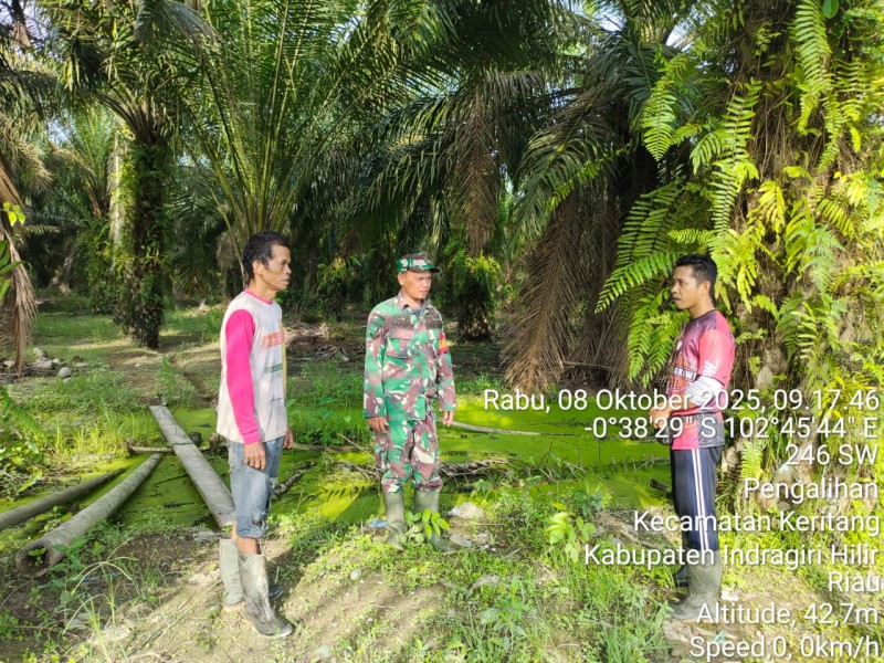 Babinsa Koramil 09/Kemuning Patroli dan Sosialisasi Tapal Batas di Wilayah Desa Kuala Lemang